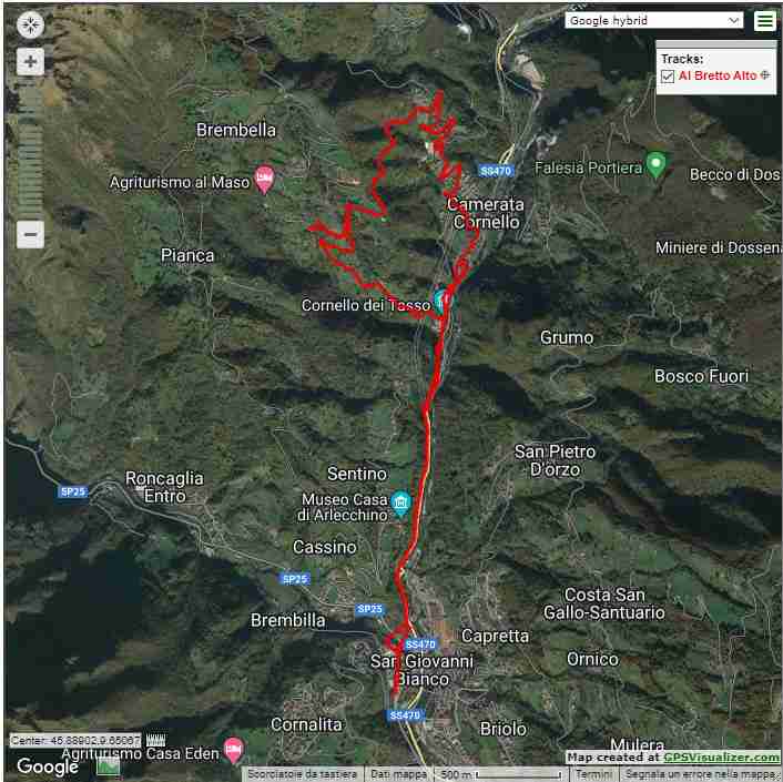 Mappa Escursione Itinerario Storico al Bretto Alto