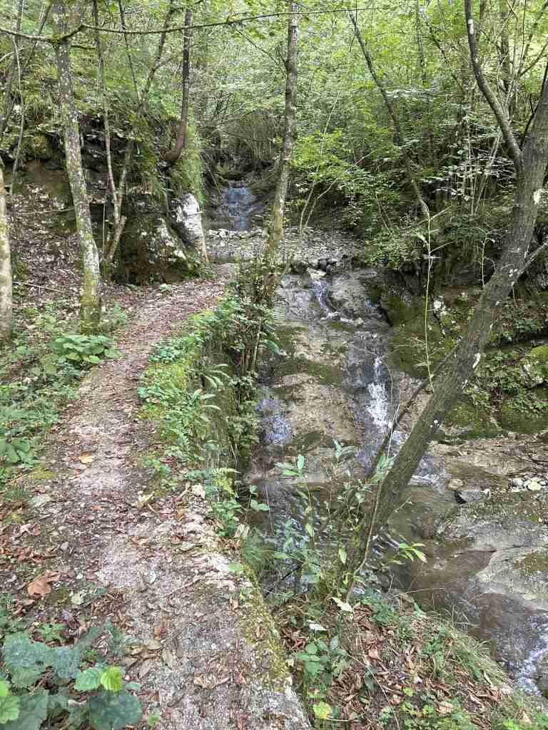 In alcuni punti bisogna scavalcare il torrente