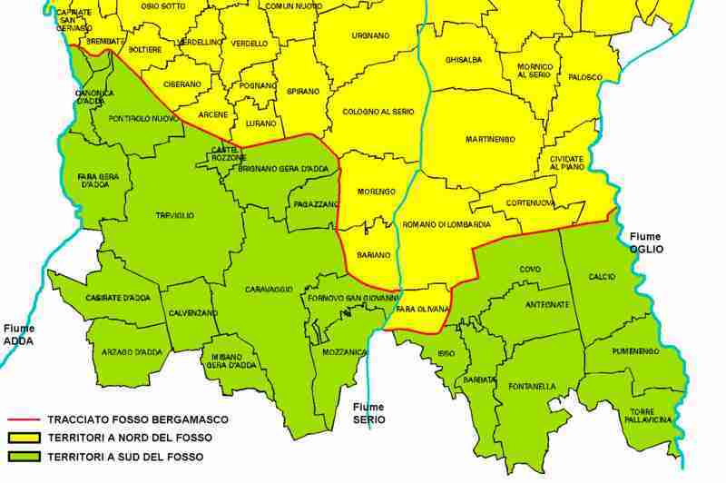 Mappa tracciato del Fosso Bergamasco