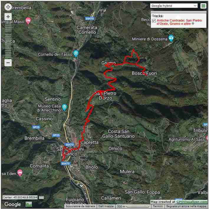 Mappa San Pietro d'Orzio, Grumo, Bosco Entro e Bosco Fuori