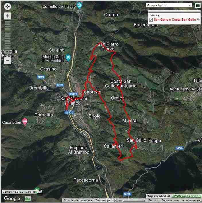 Mappa Tour San Gallo e la Costa